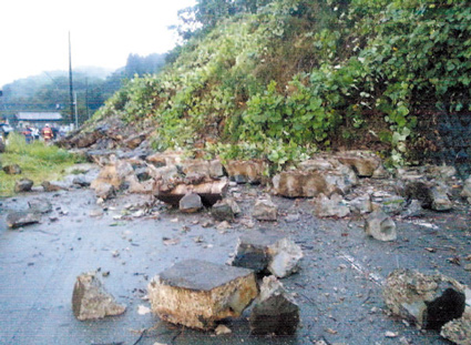 安中市上後閑地区で発生した崖崩れの写真