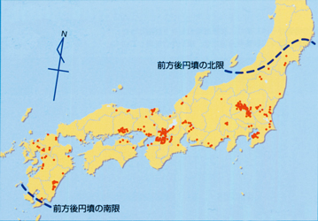 墳丘長約100メートル以上の前方後円墳の分布画像