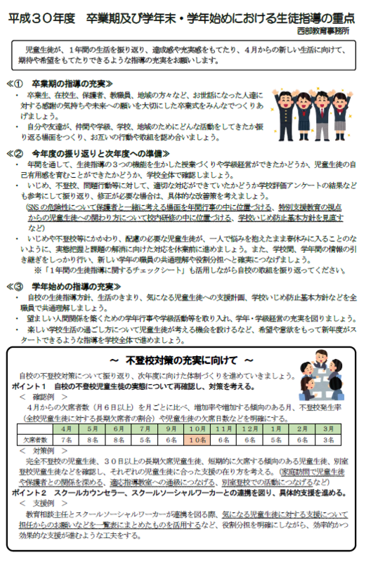 H30 卒業期における生徒指導の重点の画像