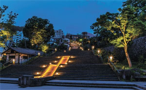 夜の石段街画像