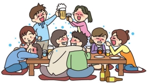 大人数や長時間に及ぶ飲食の画像