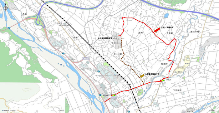 中山間地園芸研究センターの地図の画像