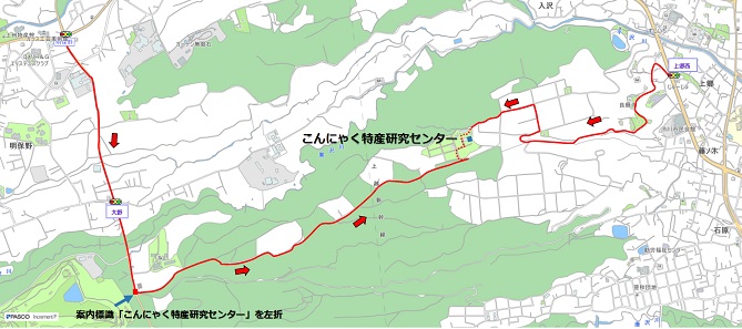 こんにゃく特産研究センターへのアクセス地図のイメージ画像