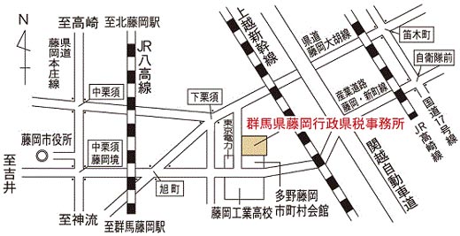 藤岡行政県税事務所の地図画像