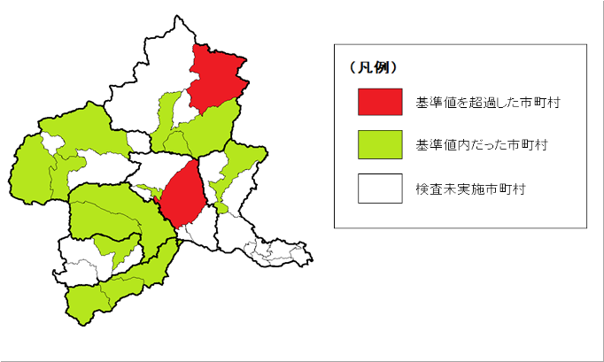 市町村別イノシシ検査結果図の画像