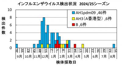 インフルエンザ ウイルス検出状況2024/25シーズン画像
