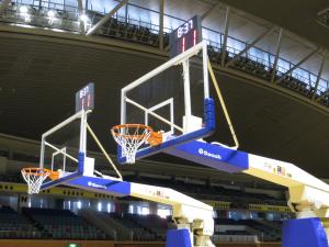 設置したバスケットゴール台の写真