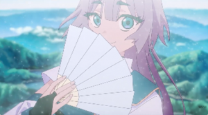 精霊が扇子を持っている絵の画像