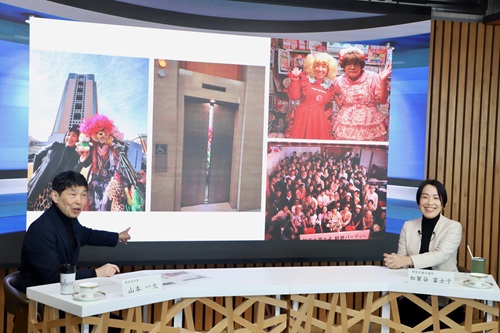 直滑降ストリーム収録風景（加賀谷県議）