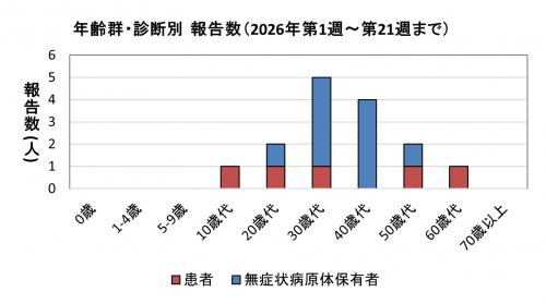 腸管出血性大腸菌感染症　年齢群別　診断別報告数画像