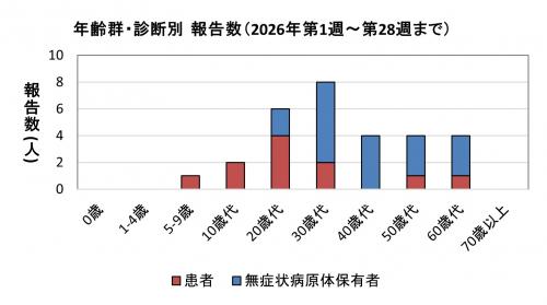  腸管出血性大腸菌感染症　年齢群別　診断別報告数画像