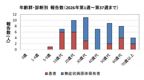 腸管出血性大腸菌感染症　年齢群別　診断別報告数画像