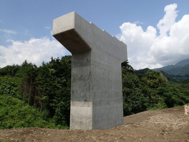 鳴沢川橋Ｐ1橋脚工完成写真
